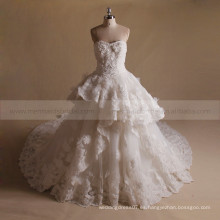 Noble princesa A-line Sweet Heart capas múltiples vestido de novia Shinning mano flores